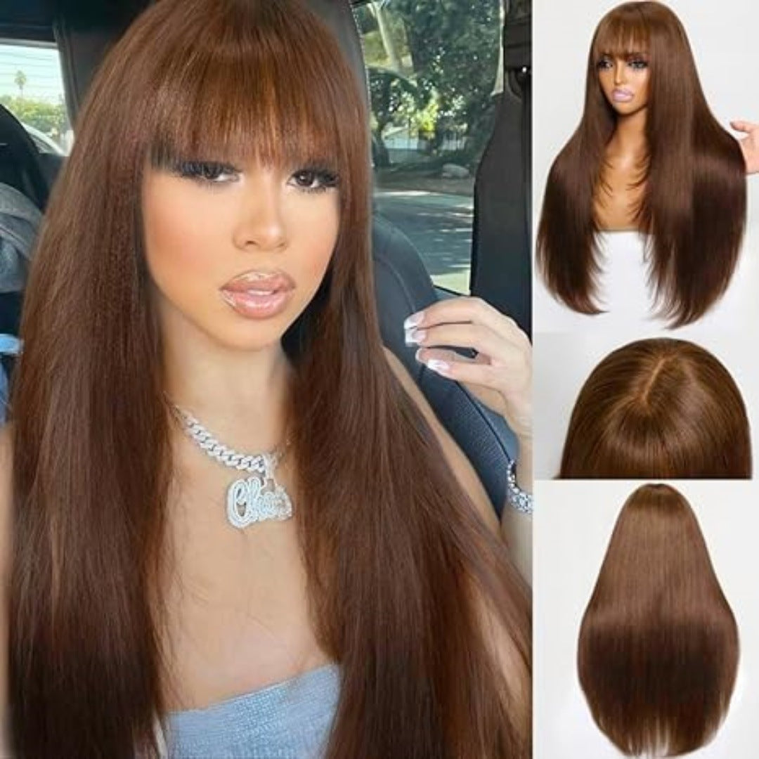 High temperature synthetic Straight Wigs with Bangs - New Hair