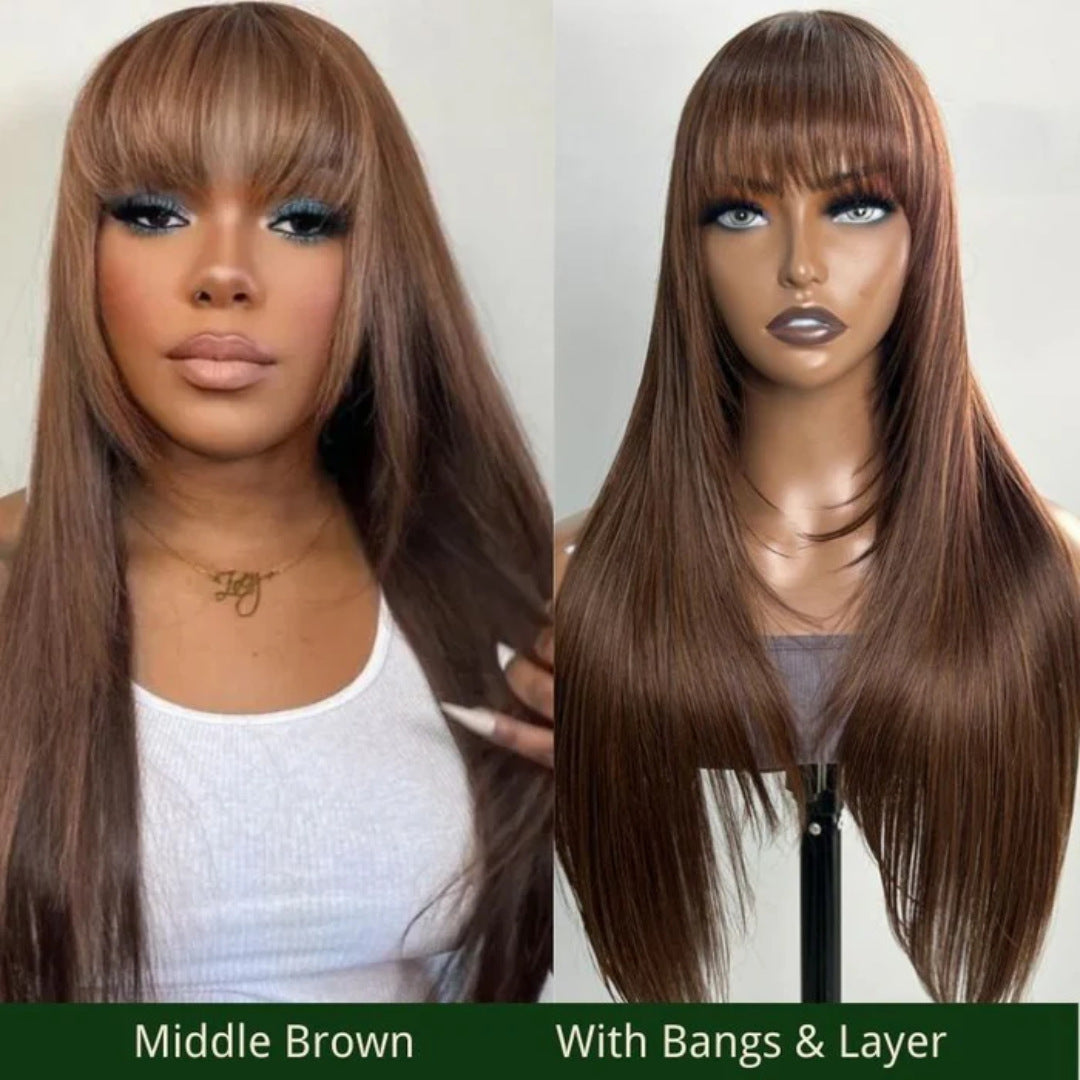 High temperature synthetic Straight Wigs with Bangs - New Hair