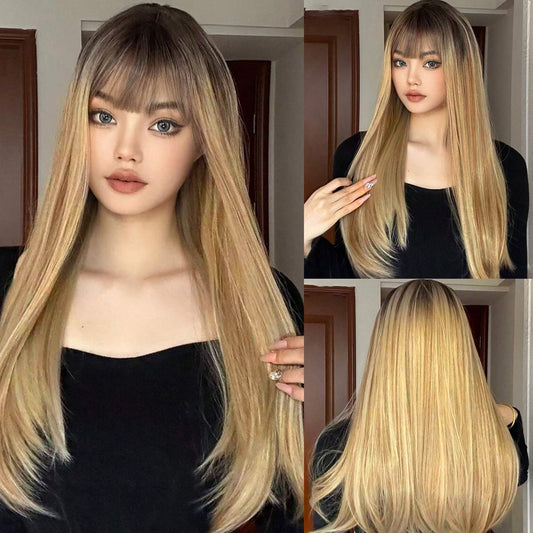 Quick-change hairstyle wig full headpiece synthetic straight hair - New Hair