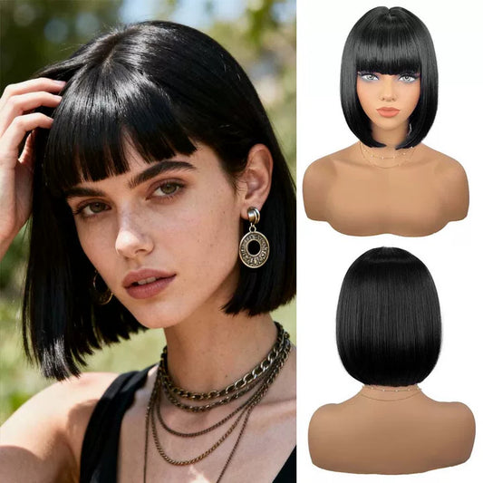 High temperature silk wig with bangs curly hair synthetic hair cap