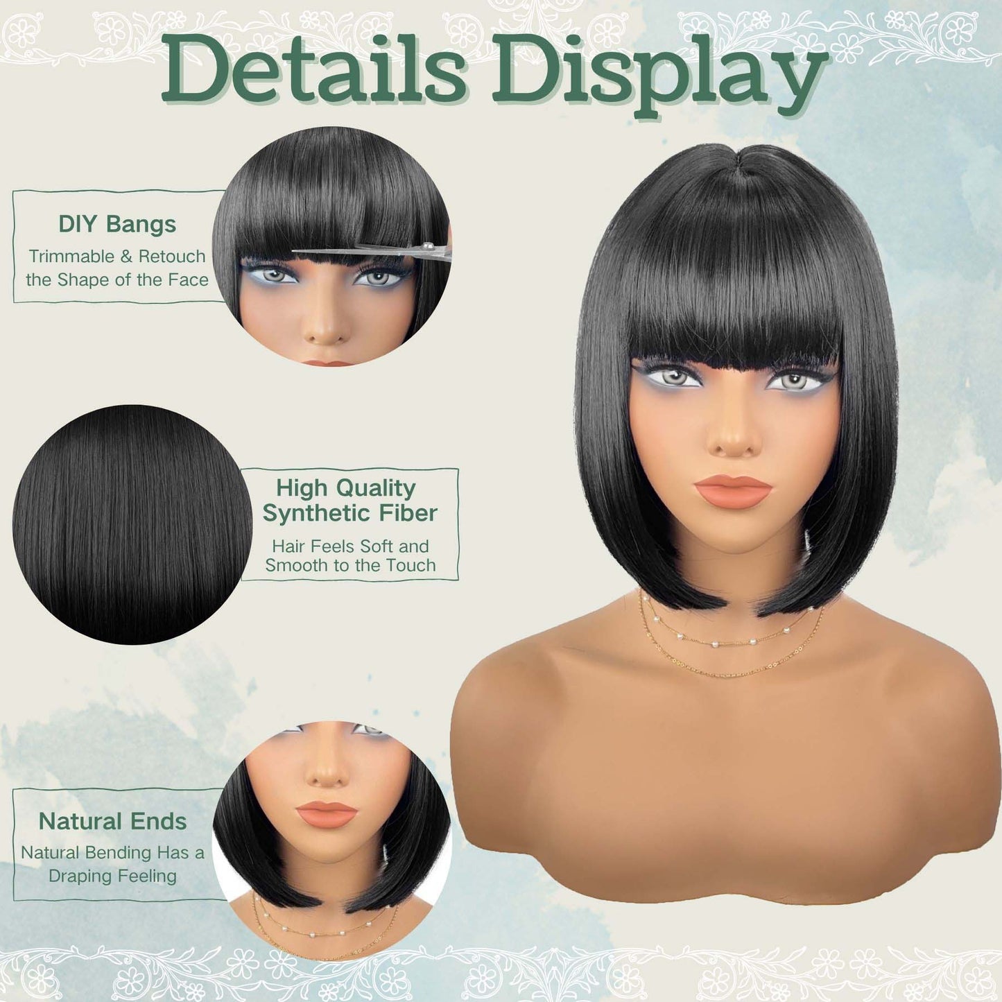 High temperature silk wig with bangs curly hair synthetic hair cap