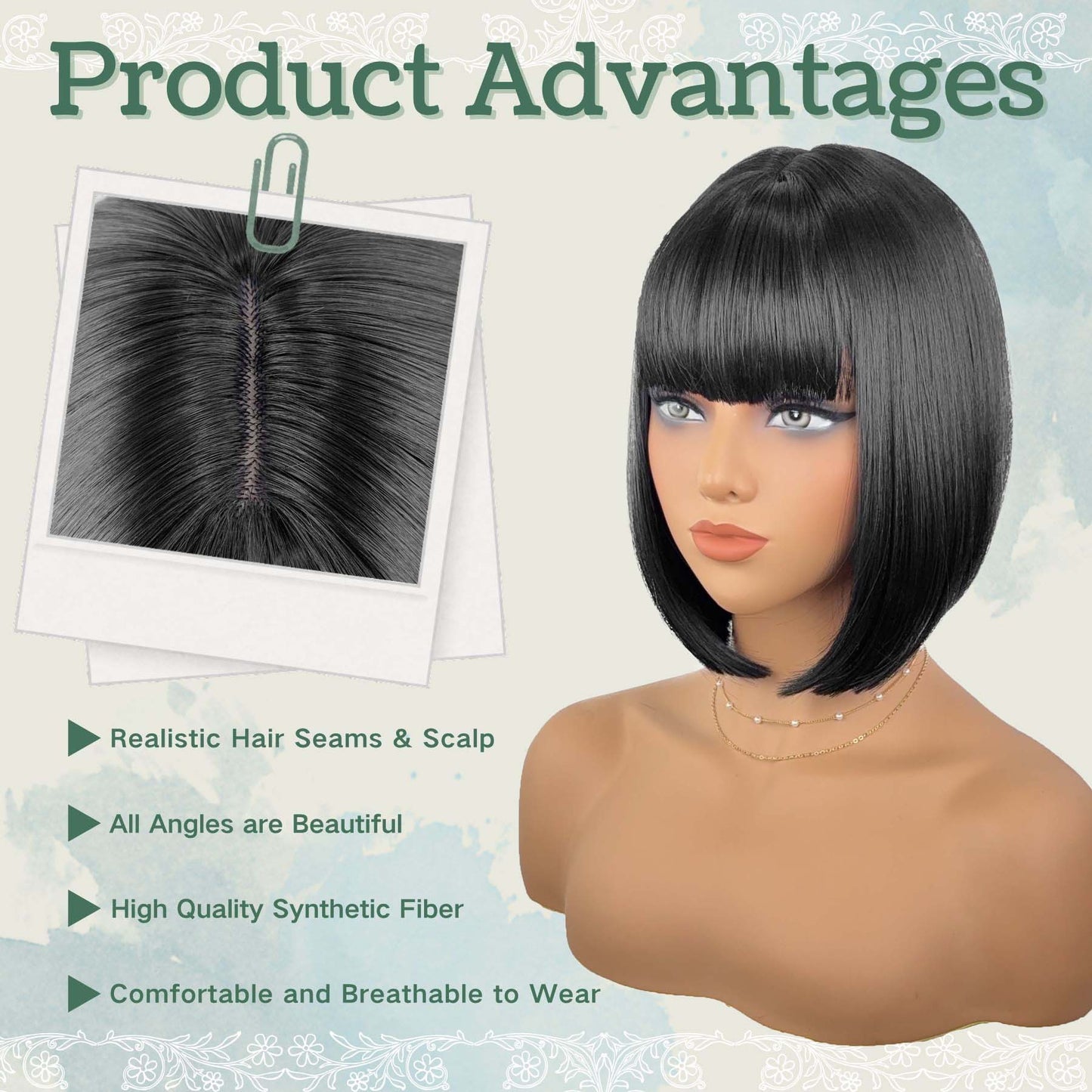 High temperature silk wig with bangs curly hair synthetic hair cap