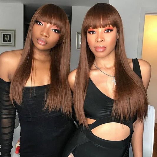 High temperature synthetic Straight Wigs with Bangs - New Hair