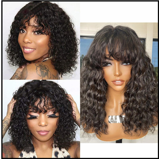 Deep Wave Wigs Short Curly Bob Wig With Bangs - New Hair