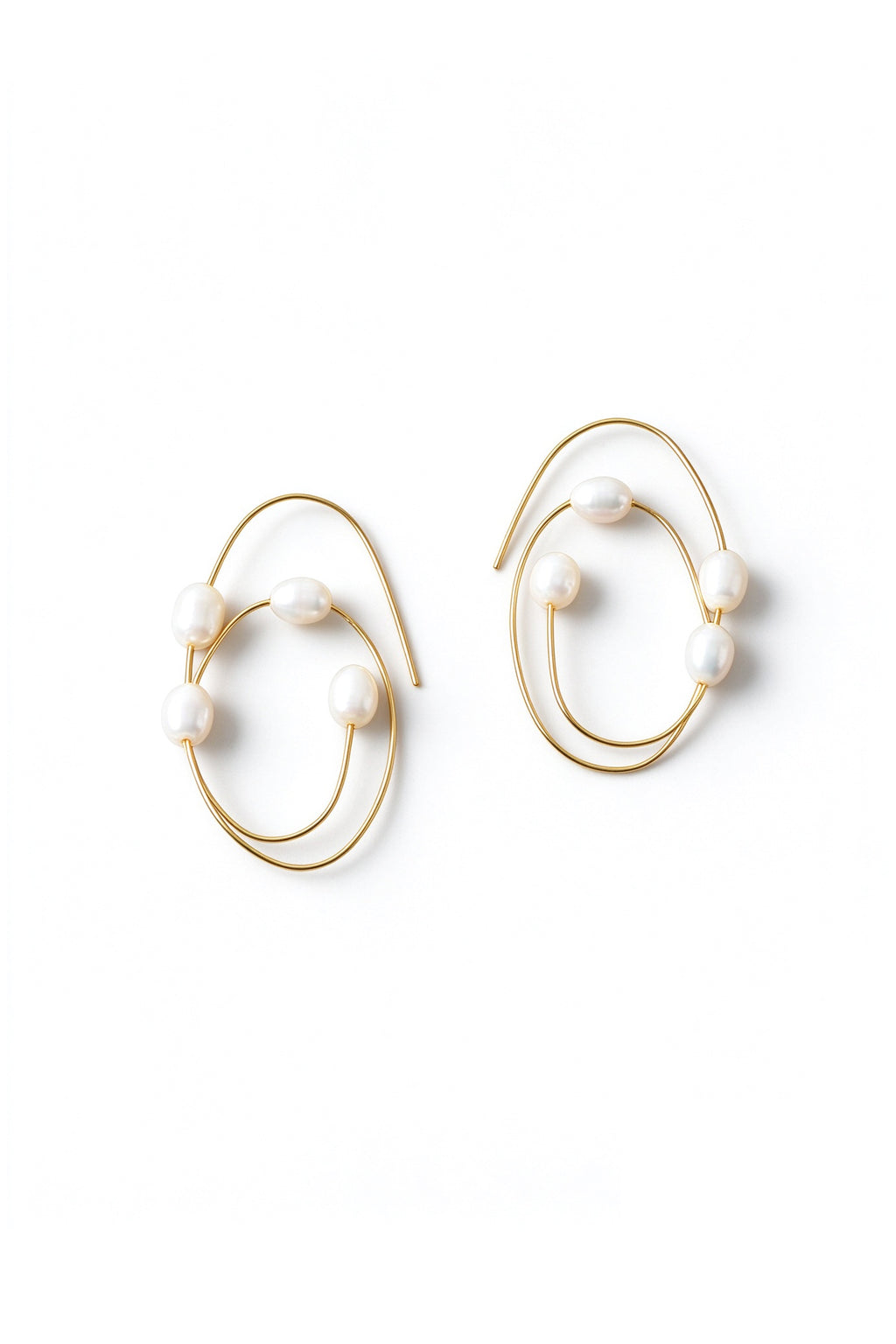 Gold Looped Wire Baroque Pearl Earrings