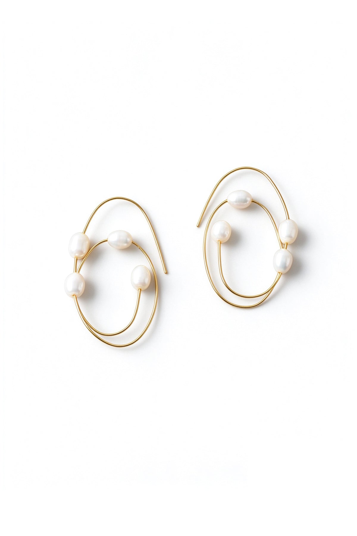 Gold Looped Wire Baroque Pearl Earrings