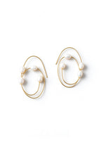 Gold Looped Wire Baroque Pearl Earrings