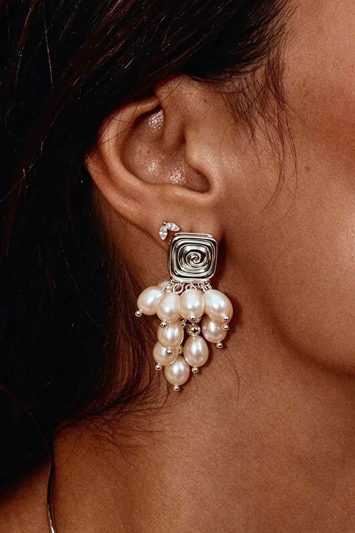 Swirl Grape Freshwater Pearl Earrings