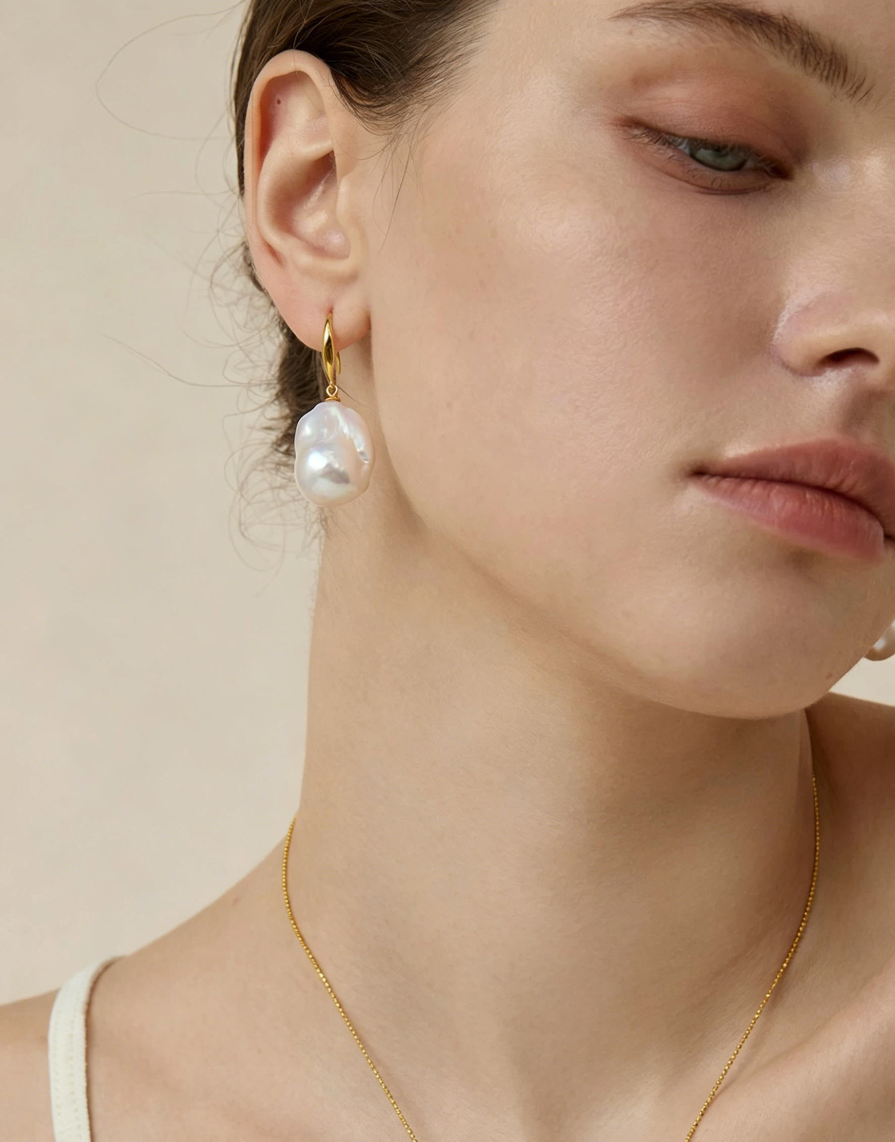 Sterling silver natural baroque pearl earrings for women