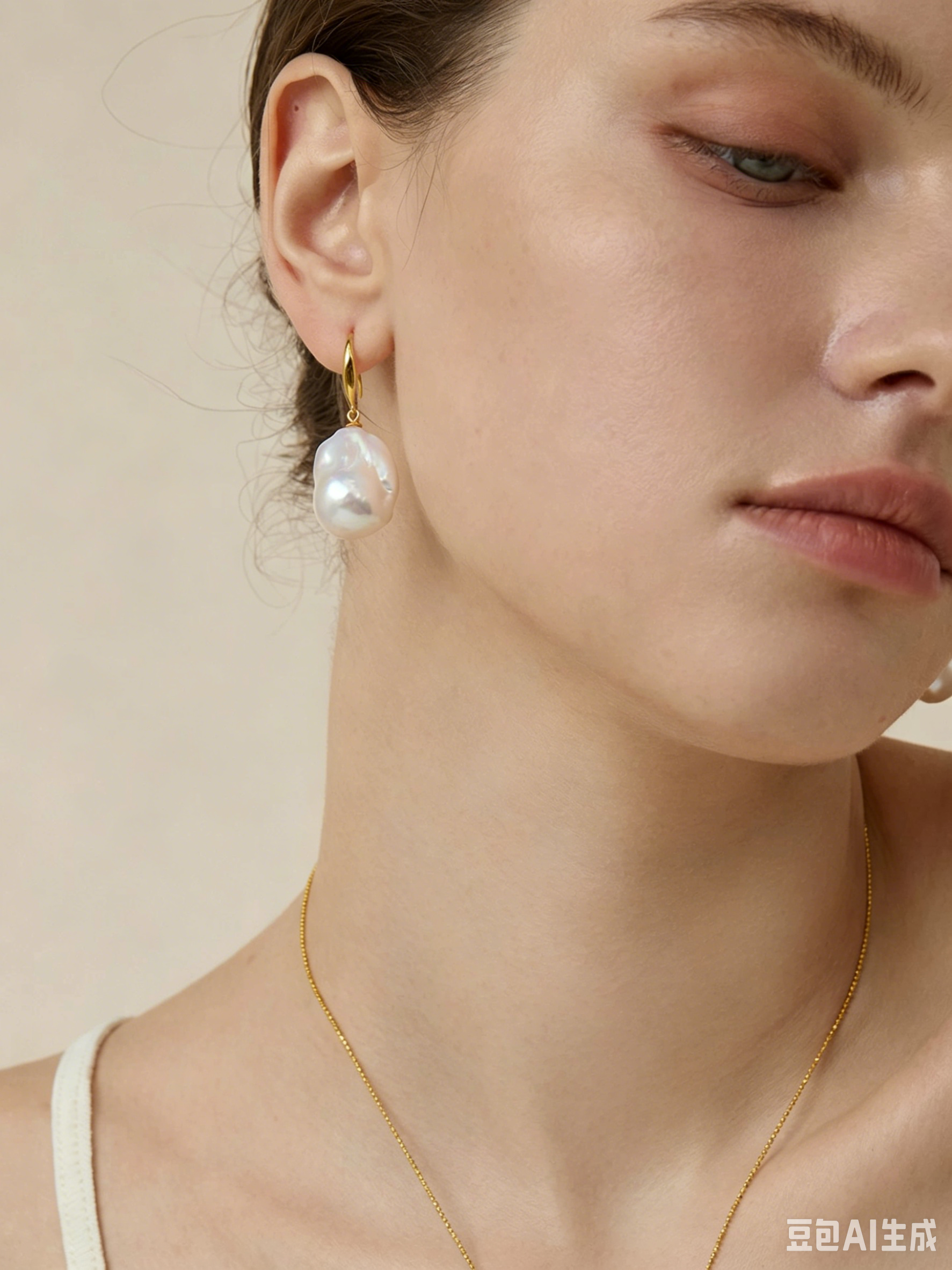 Sterling silver natural baroque pearl earrings for women