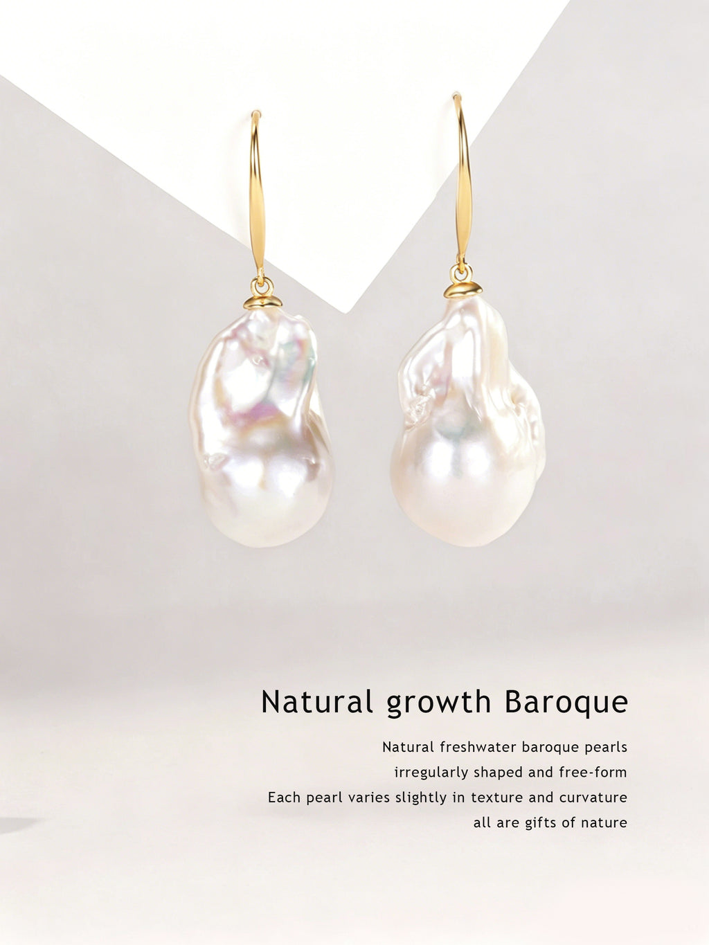 Sterling silver natural baroque pearl earrings for women