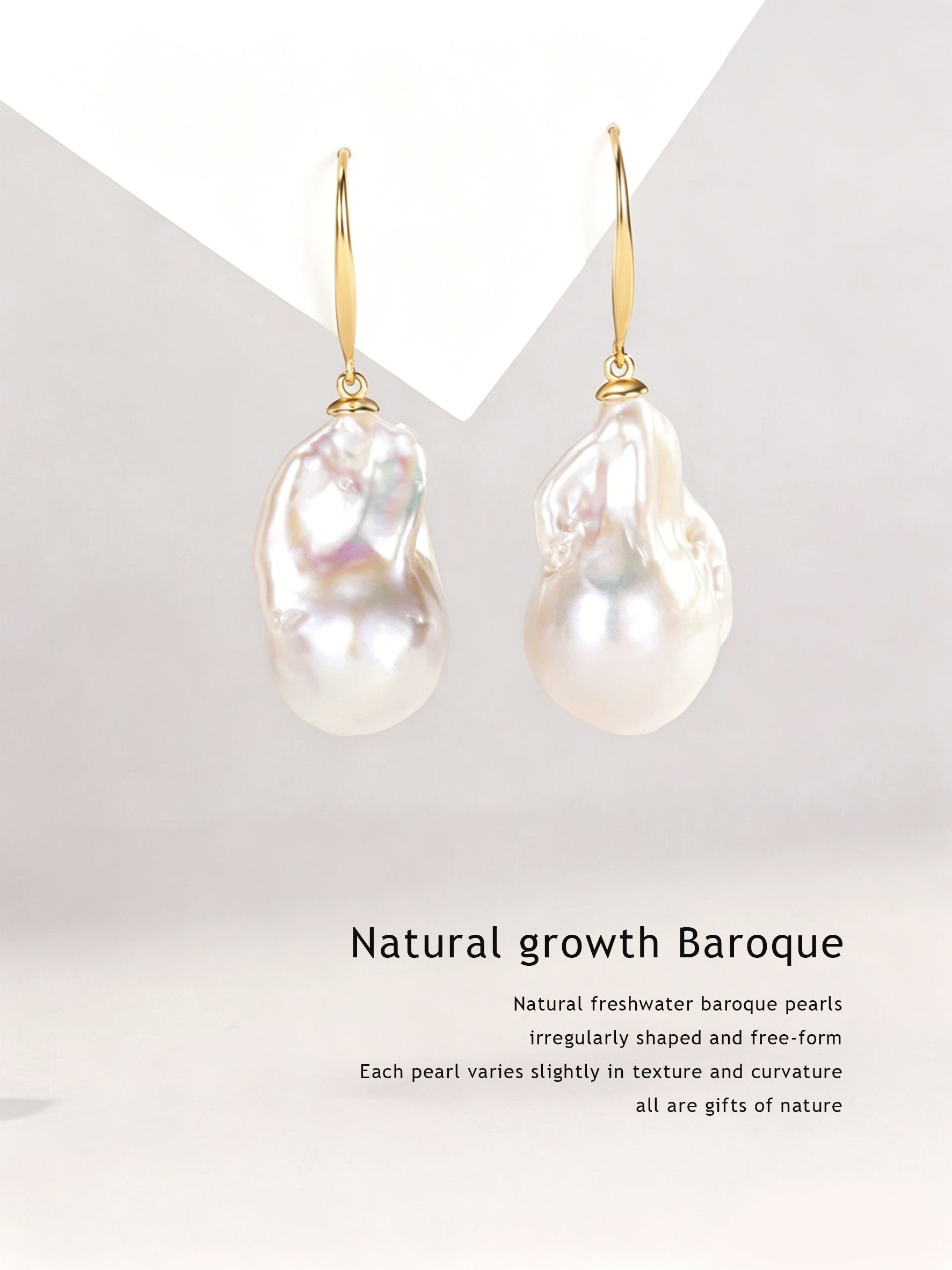 Sterling silver natural baroque pearl earrings for women