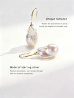 Sterling silver natural baroque pearl earrings for women