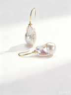 Sterling silver natural baroque pearl earrings for women