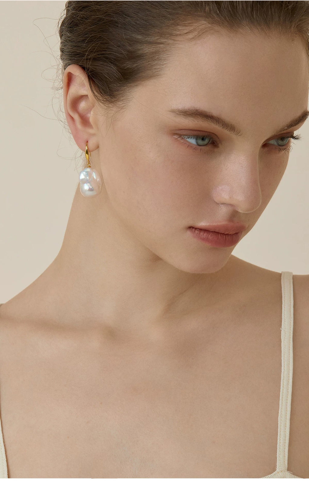 Sterling silver natural baroque pearl earrings for women