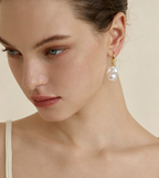 Sterling silver natural baroque pearl earrings for women