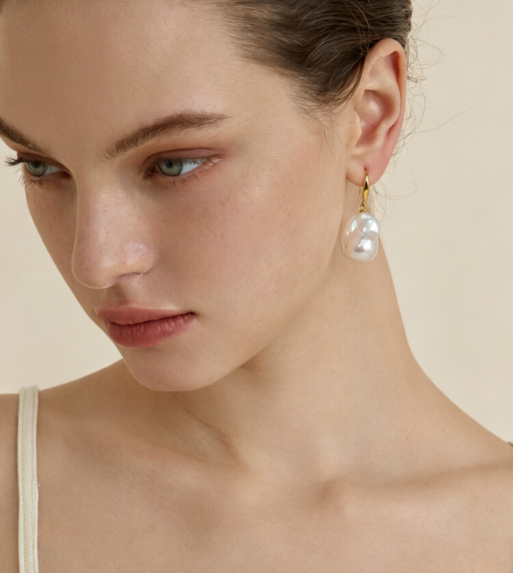 Sterling silver natural baroque pearl earrings for women
