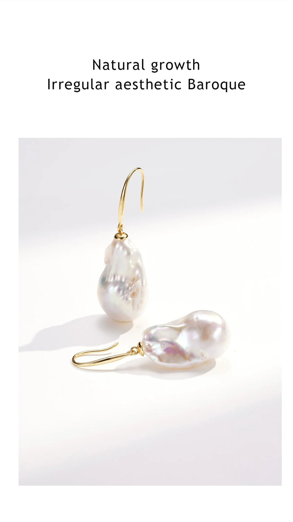 Sterling silver natural baroque pearl earrings for women