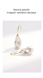 Sterling silver natural baroque pearl earrings for women