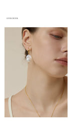 Sterling silver natural baroque pearl earrings for women