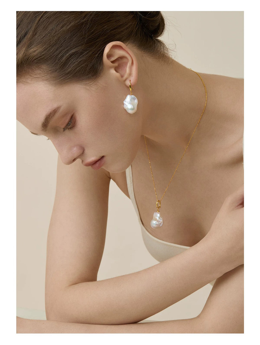 Sterling silver natural baroque pearl earrings for women