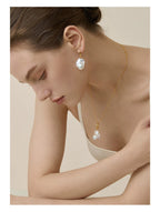 Sterling silver natural baroque pearl earrings for women