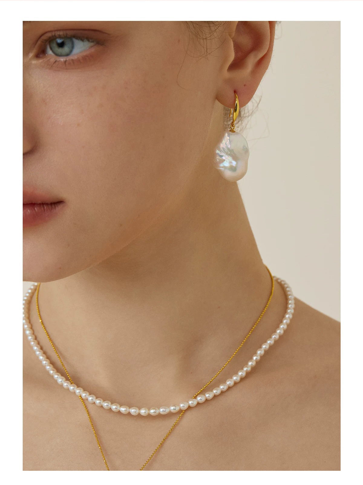Sterling silver natural baroque pearl earrings for women