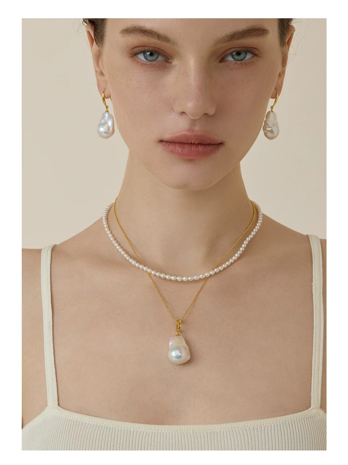 Sterling silver natural baroque pearl earrings for women