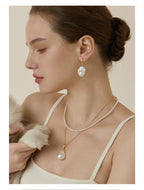 Sterling silver natural baroque pearl earrings for women