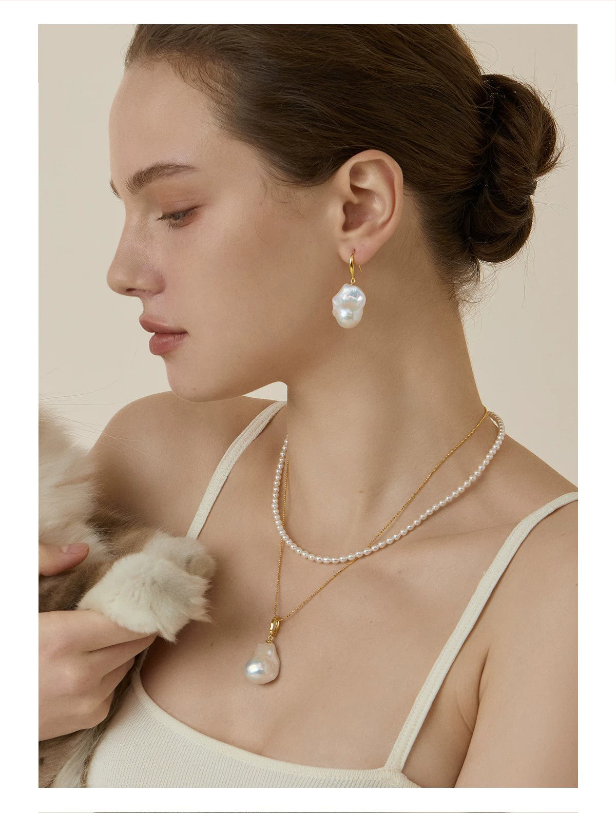Sterling silver natural baroque pearl earrings for women