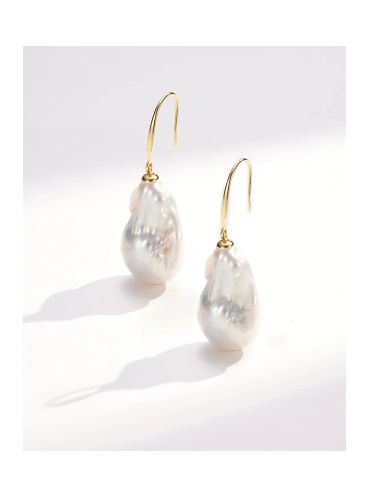 Sterling silver natural baroque pearl earrings for women