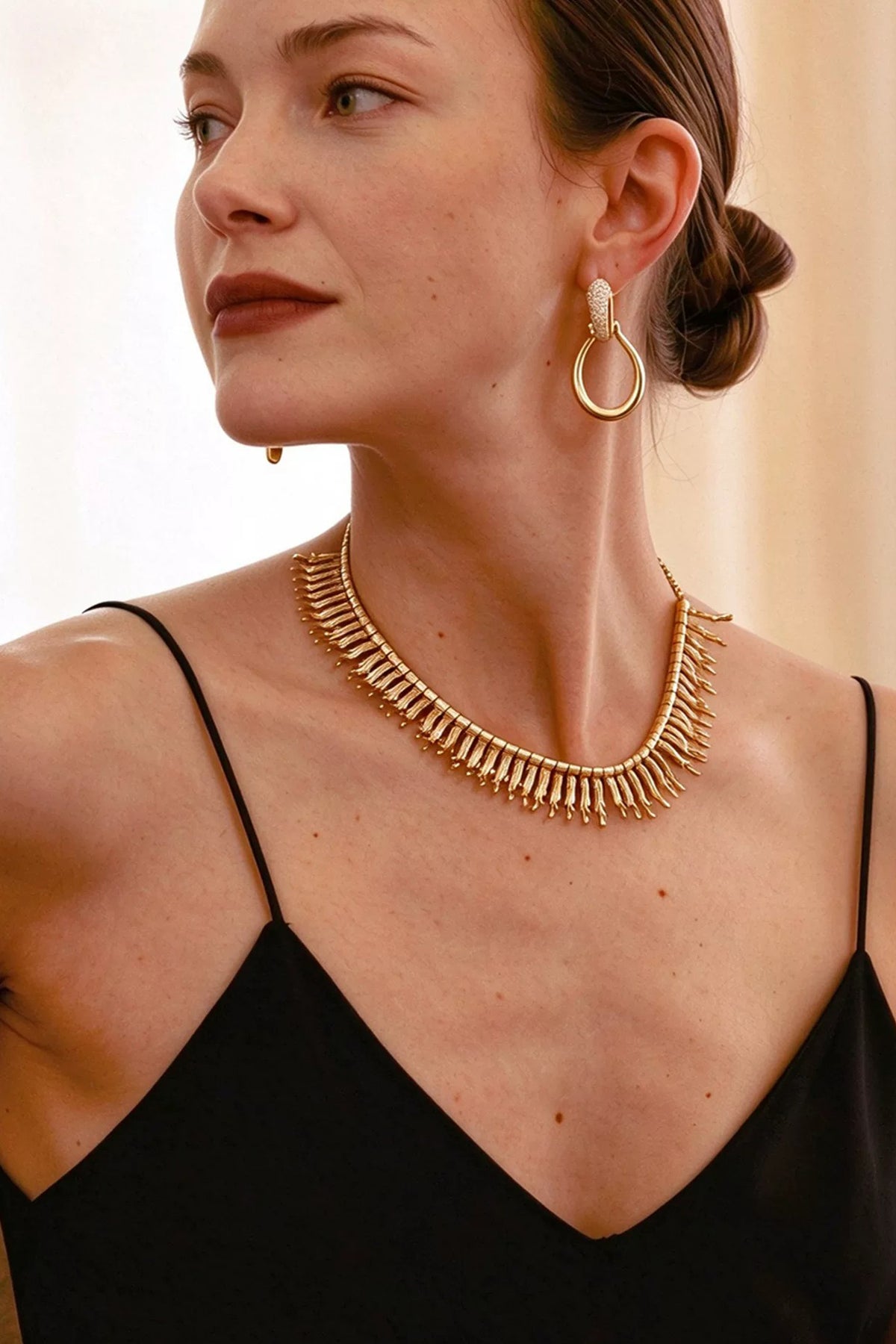 Vintage Egyptian Gold Snake Tassel Necklace