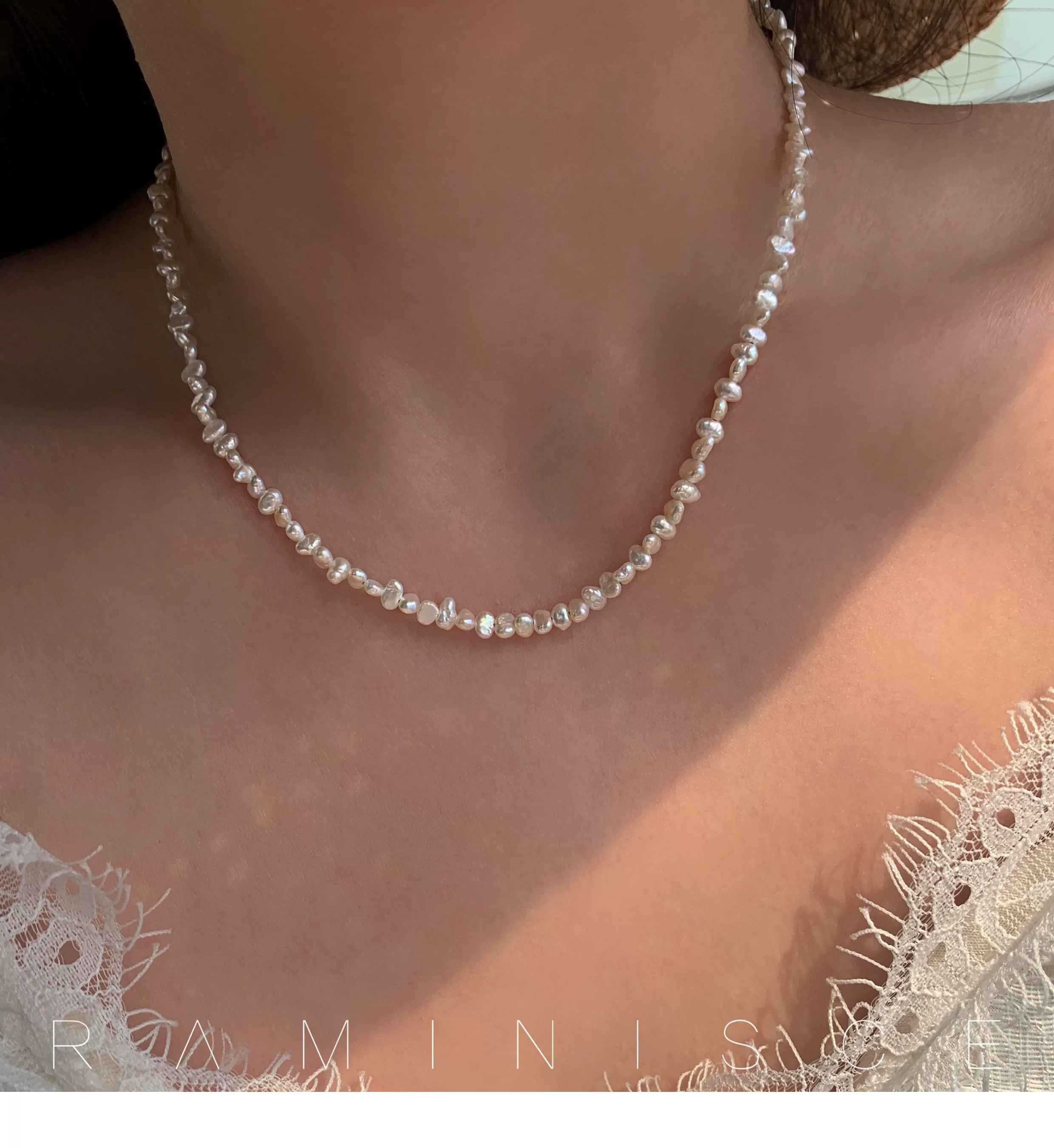 Natural freshwater high-luster baroque seed pearl necklace - New Hair