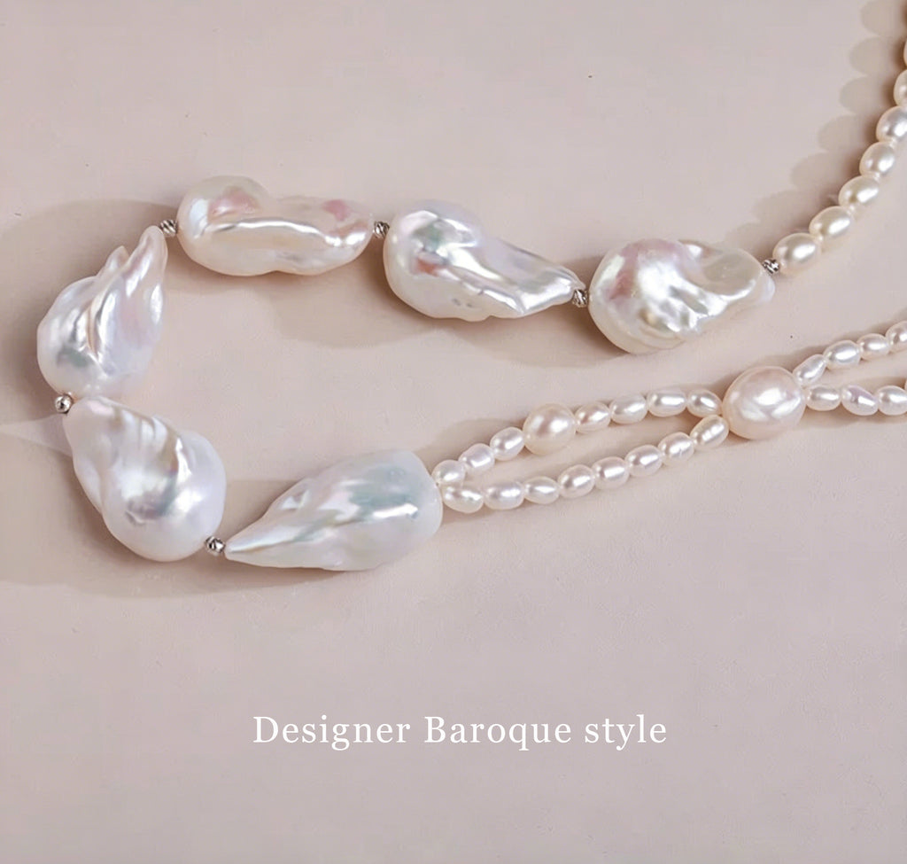 Natural Baroque Irregular Aurora Colorful Large Baroque Pearl Necklace Choker