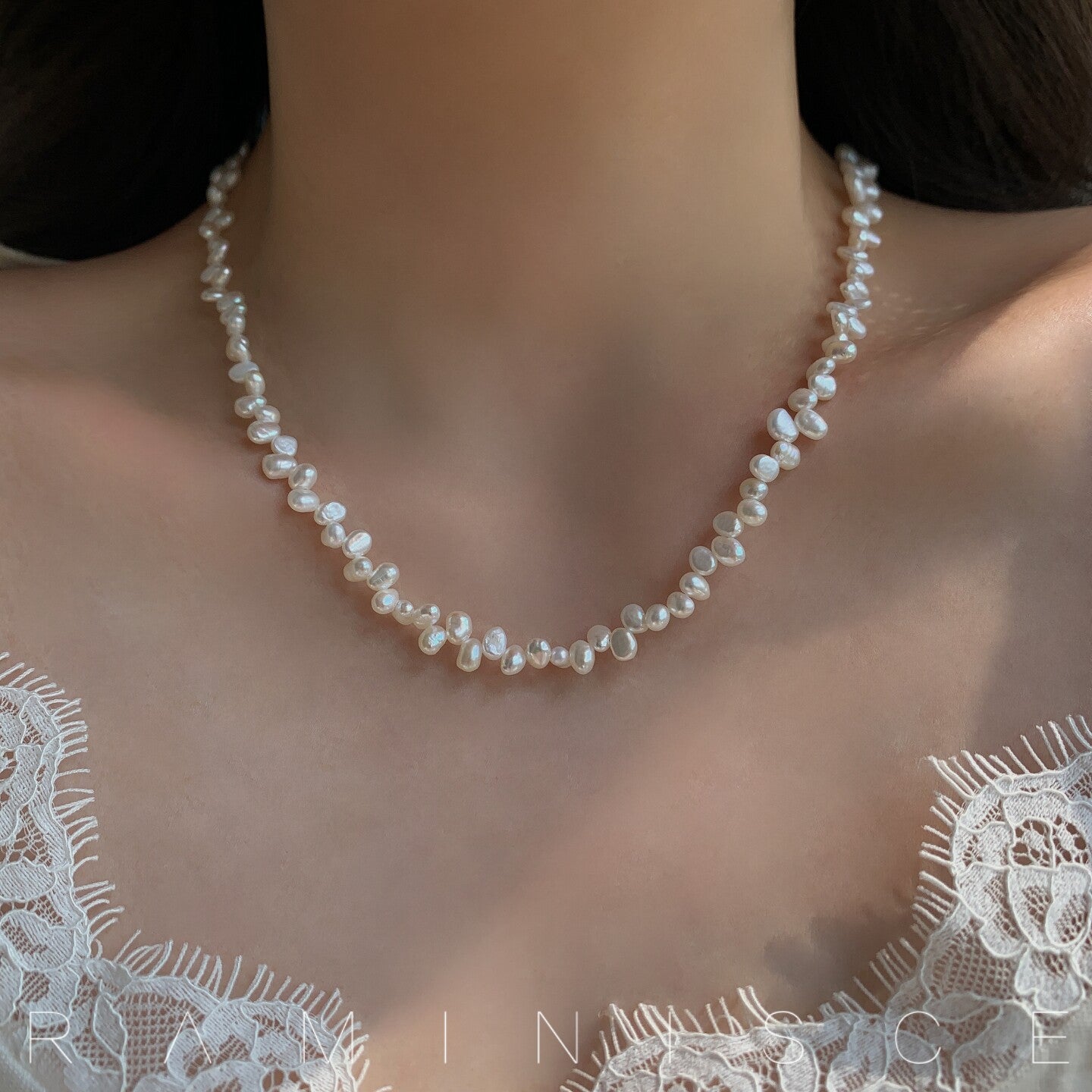 Natural freshwater high-luster baroque seed pearl necklace - New Hair