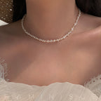 Natural freshwater high-luster baroque seed pearl necklace - New Hair