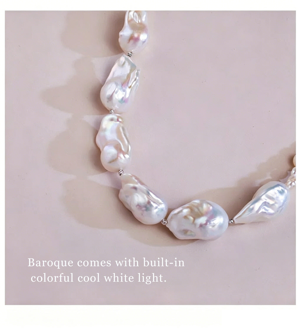 Natural Baroque Irregular Aurora Colorful Large Baroque Pearl Necklace Choker