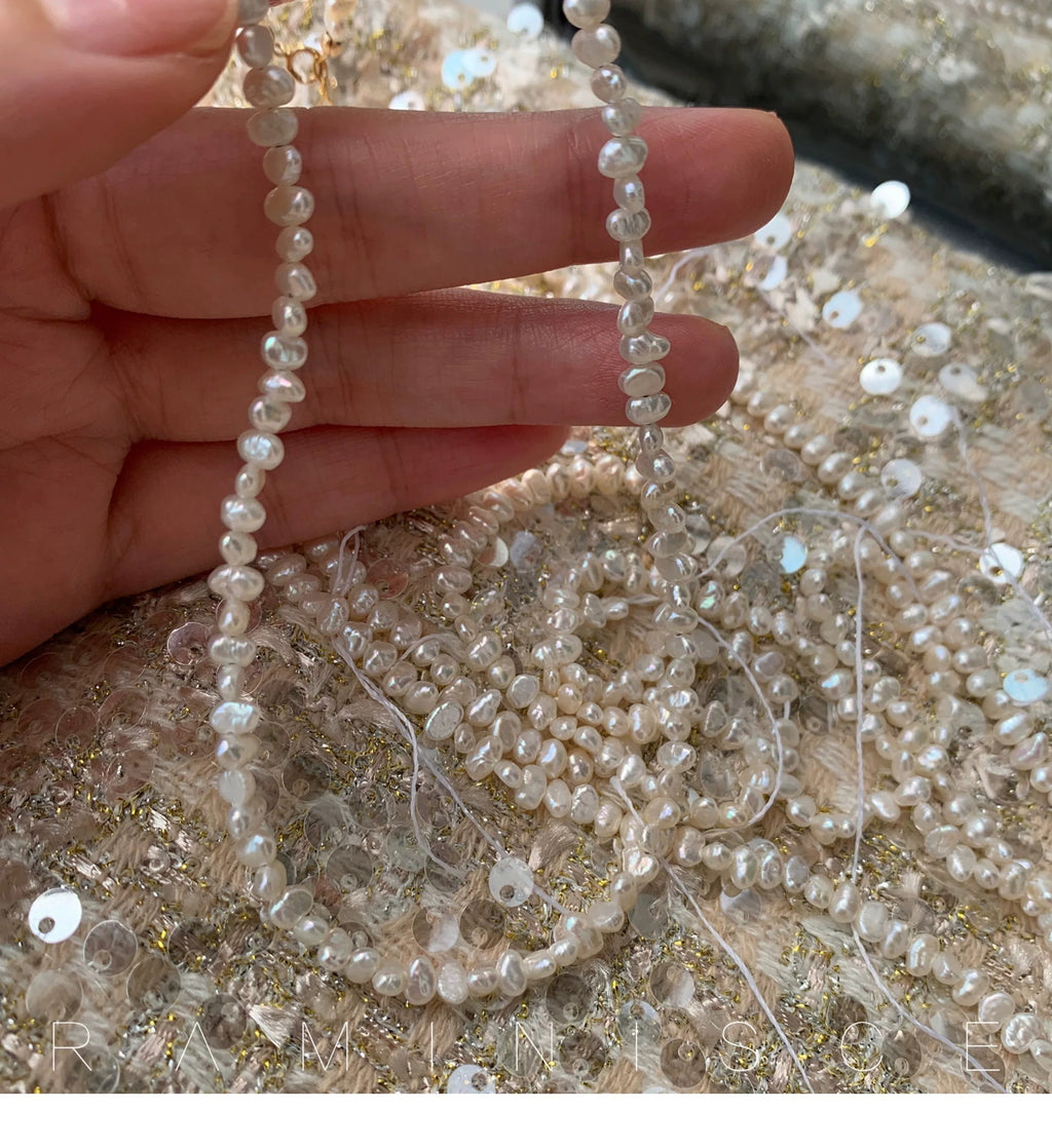 Natural freshwater high-luster baroque seed pearl necklace - New Hair