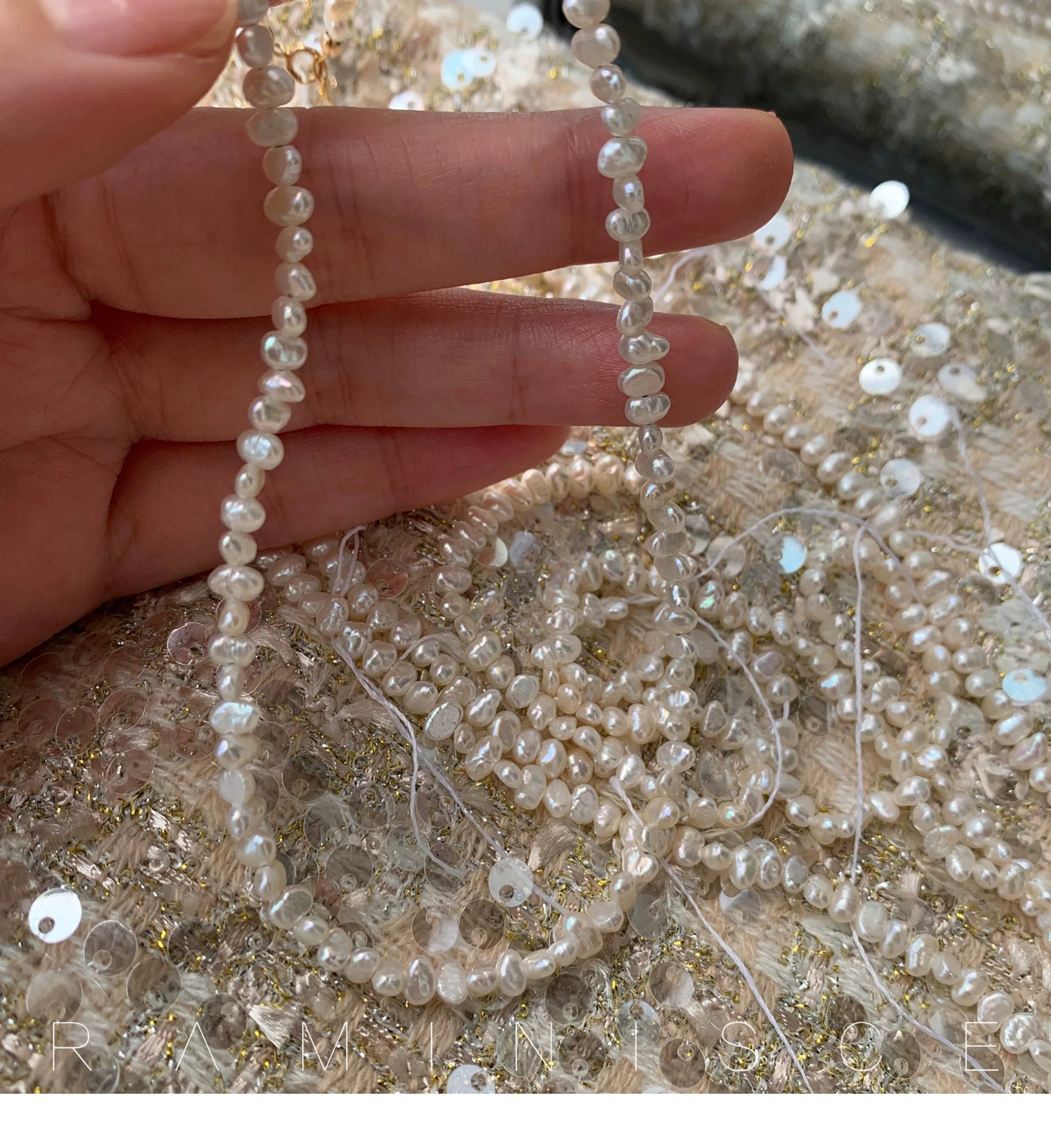 Natural freshwater high-luster baroque seed pearl necklace - New Hair