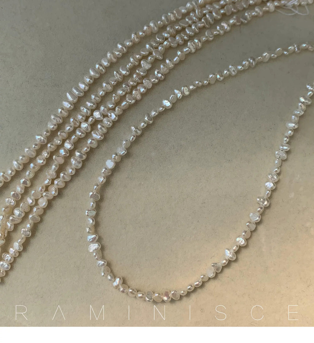 Natural freshwater high-luster baroque seed pearl necklace - New Hair