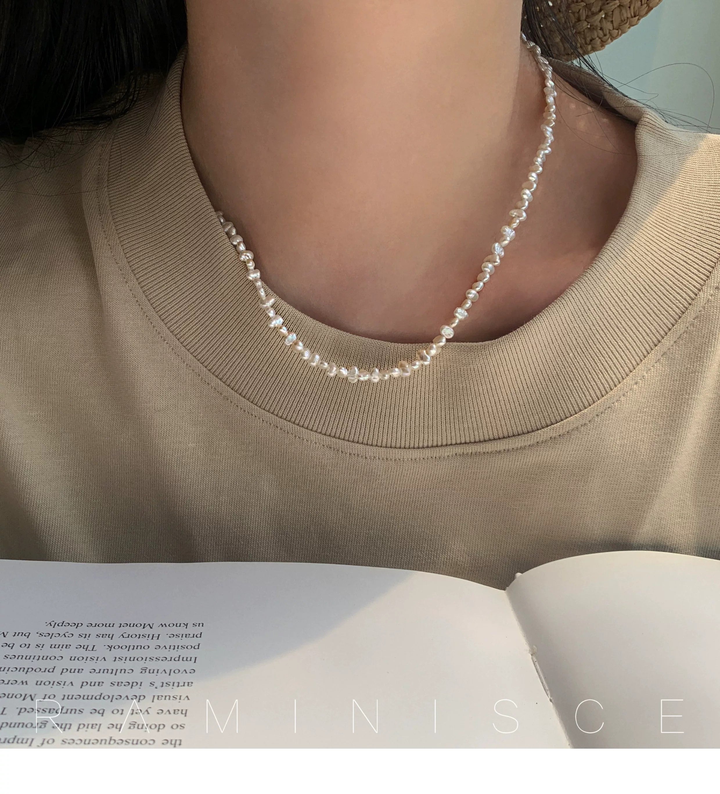 Natural freshwater high-luster baroque seed pearl necklace - New Hair