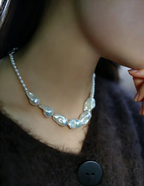 Natural Baroque Irregular Aurora Colorful Large Baroque Pearl Necklace Choker