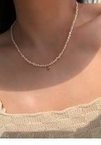 Natural freshwater high-luster baroque seed pearl necklace - New Hair