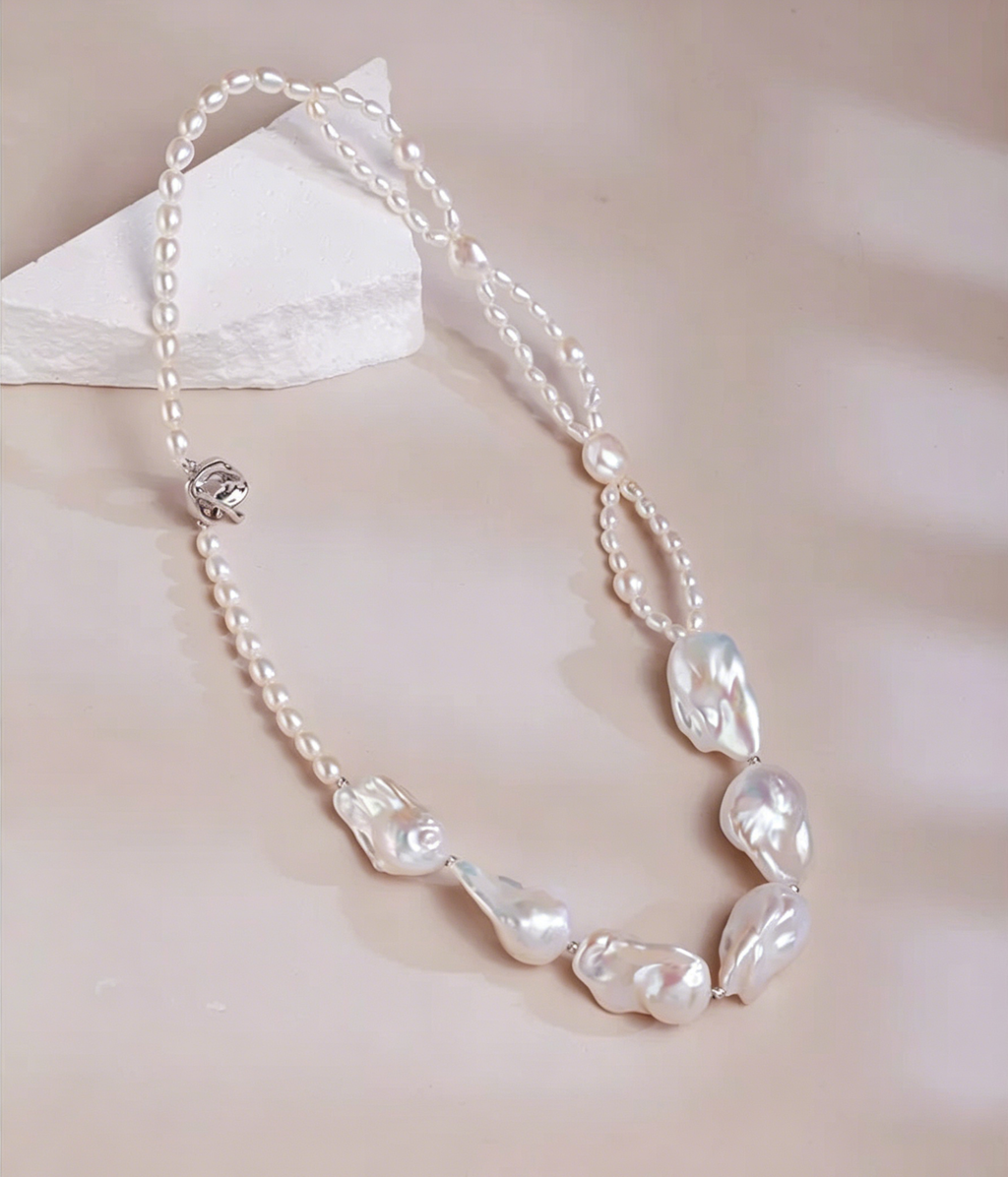 Natural Baroque Irregular Aurora Colorful Large Baroque Pearl Necklace Choker