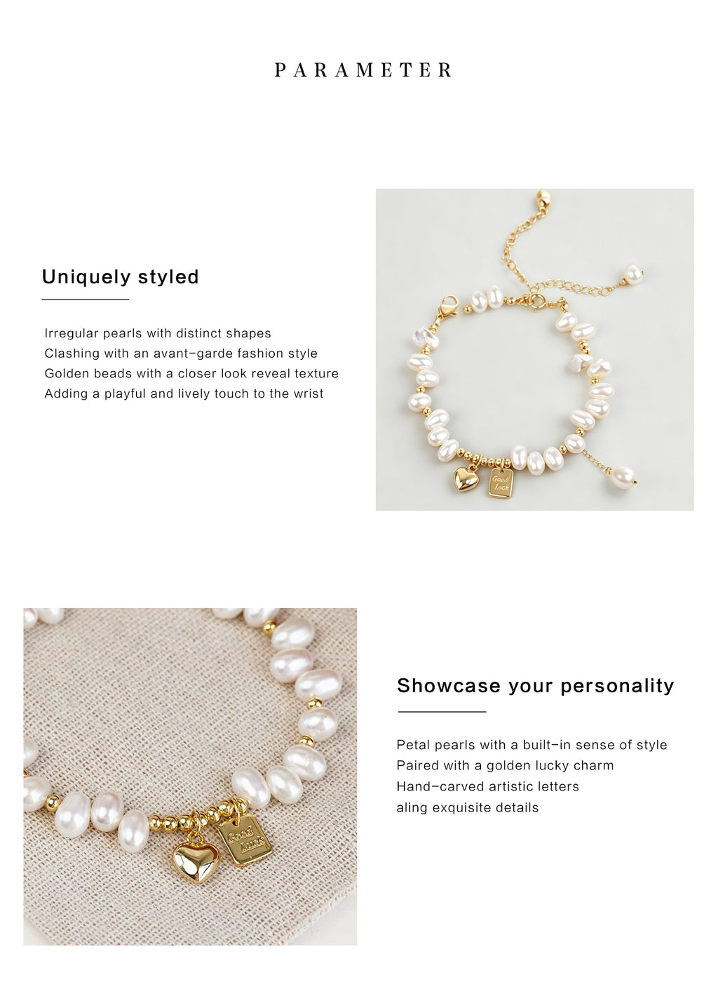 Discover the charm of lucky heart & baroque freshwater pearls. This misaligned irregular bead bracelet is an exquisite gift for women. Unique & meaningful. Shop now on Shopily. - New Hair