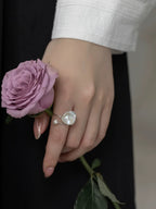Freshwater baroque petal lotus leaf pearl ring