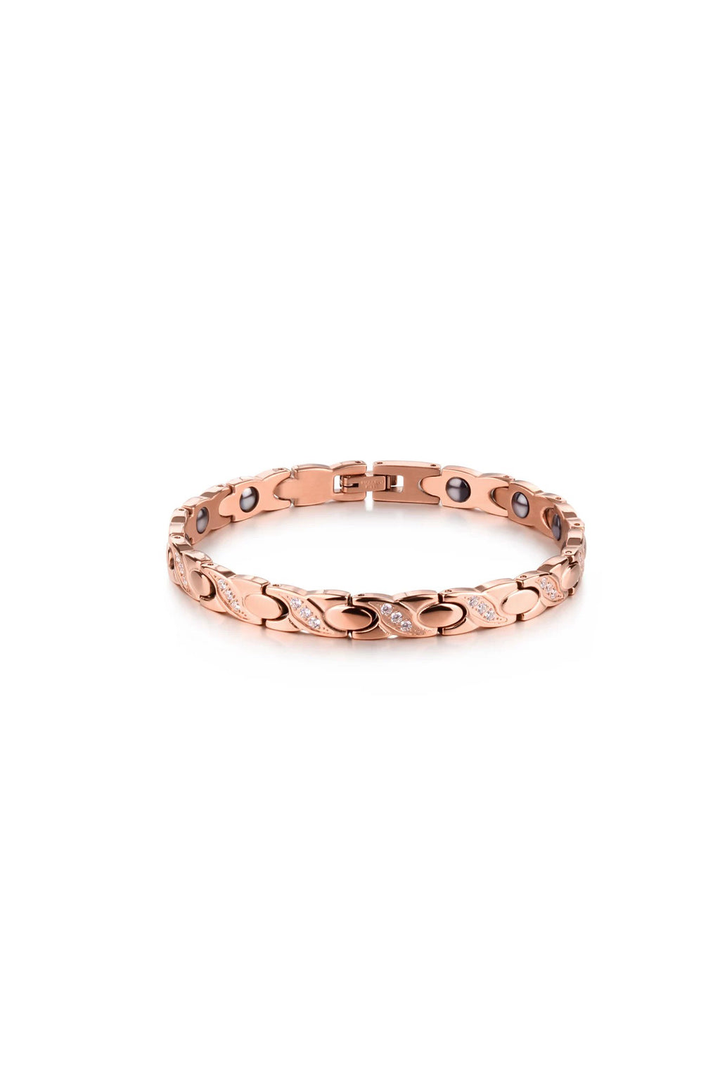Magnetic Germanium Stone Titanium Steel Bracelet with 18K Rose Gold Plating