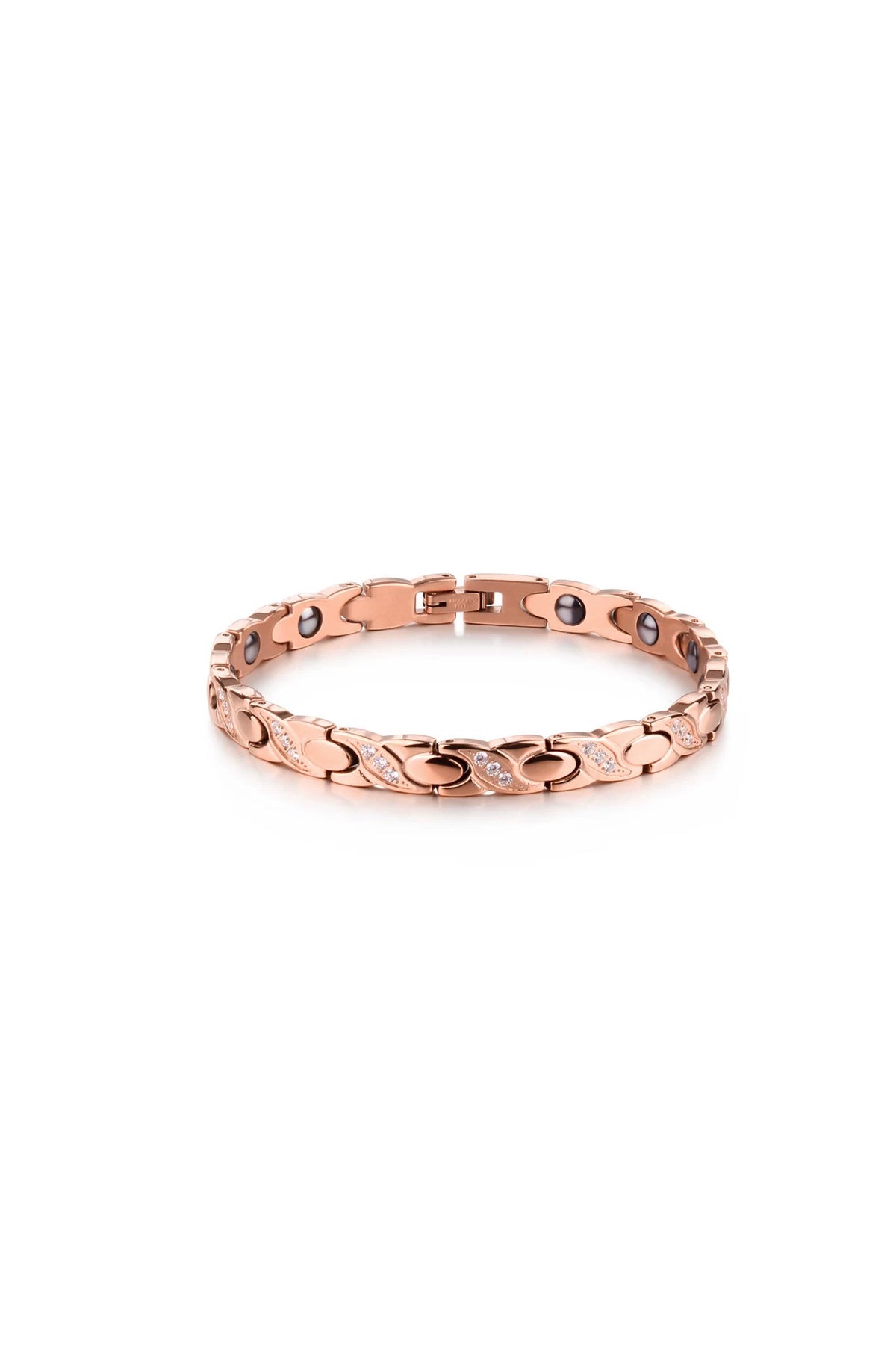Magnetic Germanium Stone Titanium Steel Bracelet with 18K Rose Gold Plating