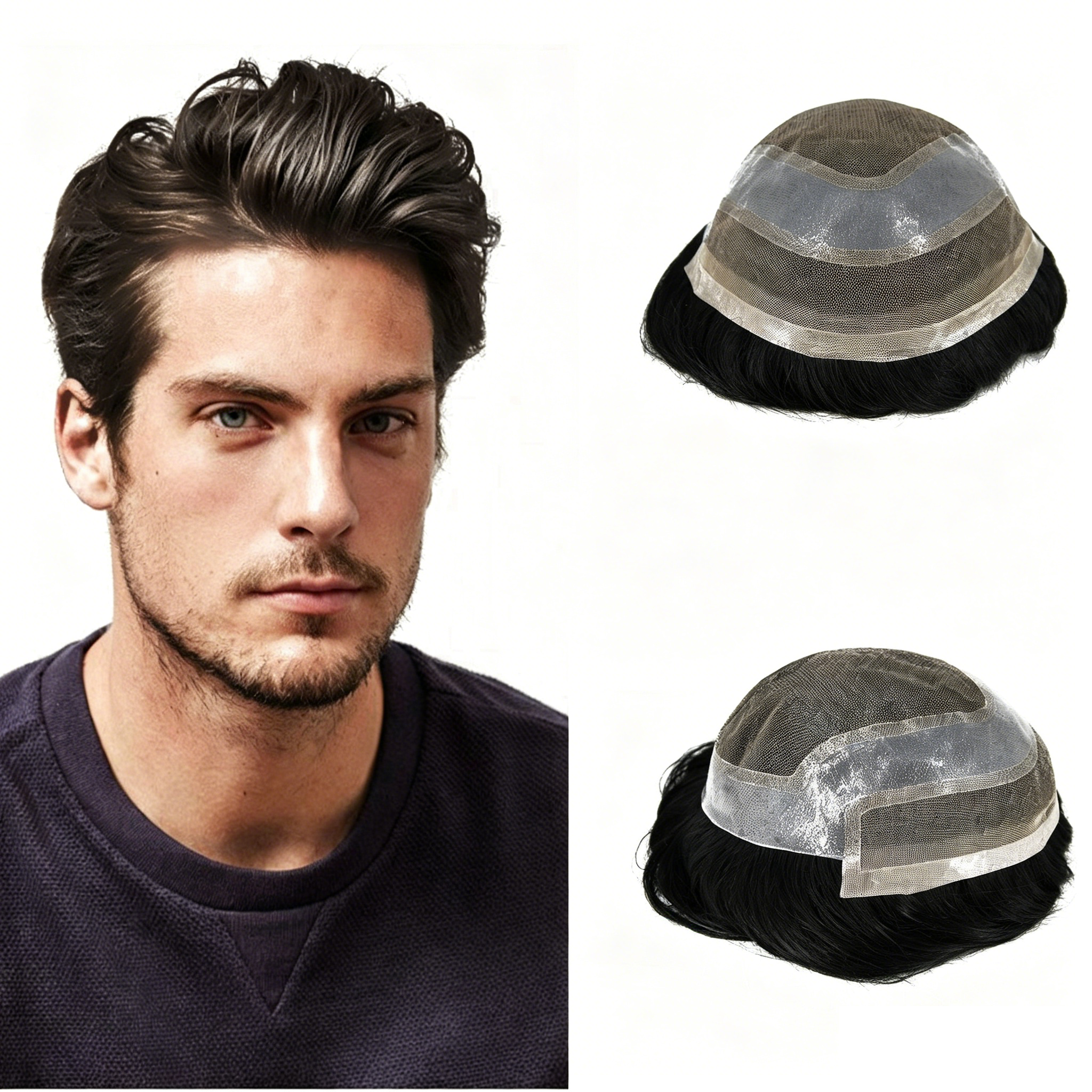 PU lace men's wig
