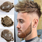 Real human hair frontal Swiss lace men's hairpiece
